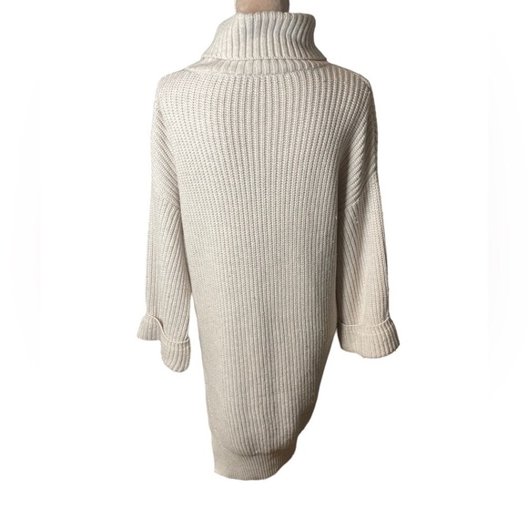 Anthropologie Cable Knit Ribbed Turtleneck Wool Blend Sweater Dress - Picture 4 of 9